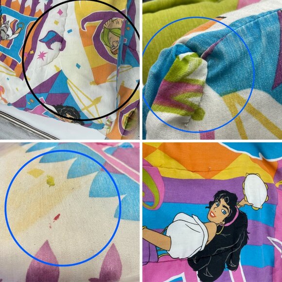 Vintage Disney Hunchback Of Notre Dame Comforter FLAWS Esmeralda Quasimodo 90s - Picture 10 of 16